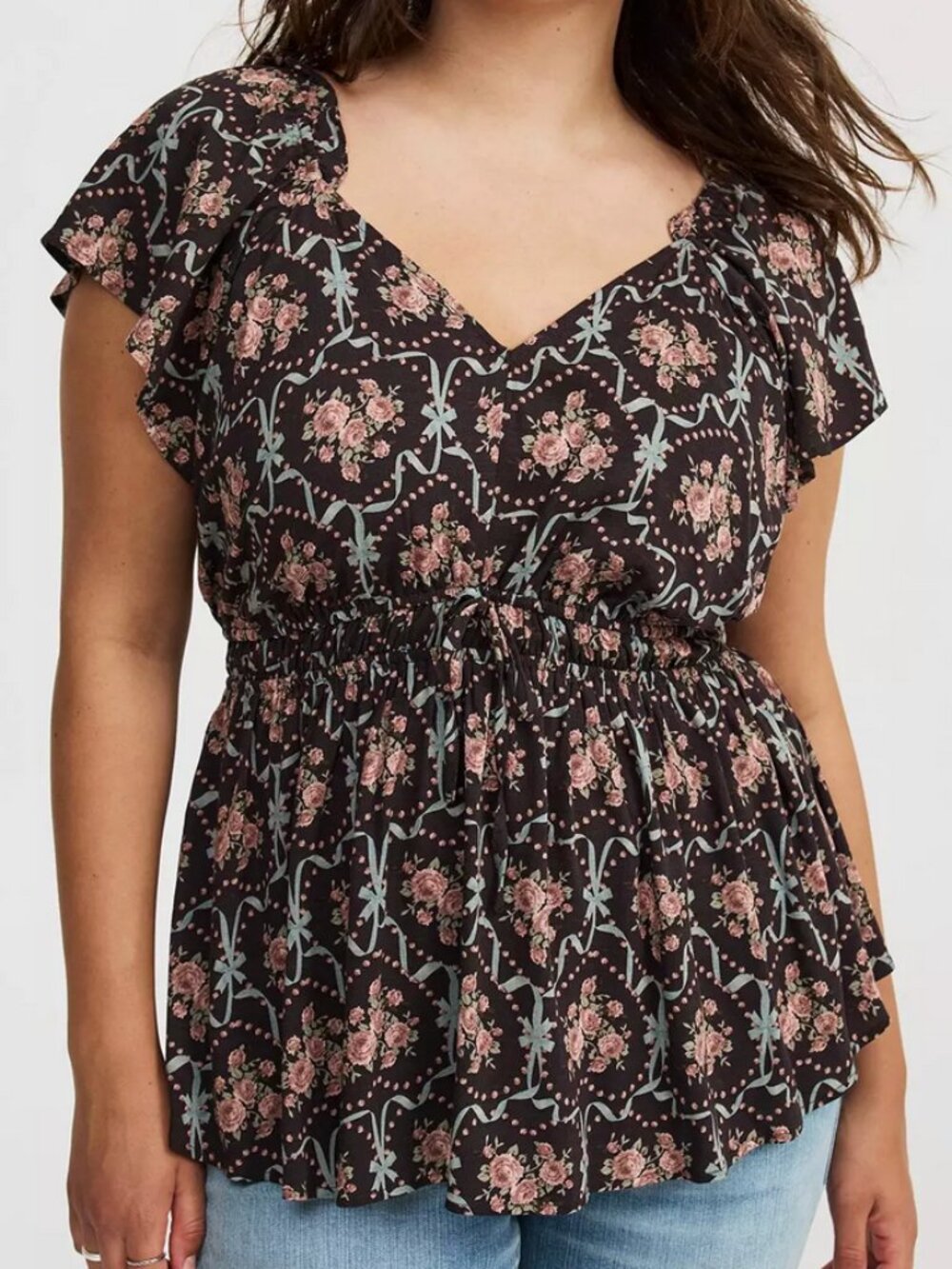 Torrid V-Neck Flutter Sleeve Blouse - NWT - Size 3